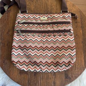 Baggallini Brown and Cream Chevron Crossbody Bag